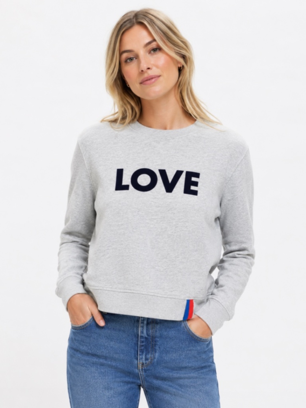 KULE The Raleigh LOVE Pullover Crewneck Sweatshirt Heather Grey Size Medium